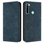 For Redmi Note 8 Ethnic Embossed Adsorption Leather Phone Case(Blue)