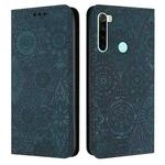 For Redmi Note 8T Ethnic Embossed Adsorption Leather Phone Case(Blue)