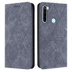 For Redmi Note 8T Ethnic Embossed Adsorption Leather Phone Case(Grey)
