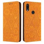 For Redmi Note 7 / 7 Pro Ethnic Embossed Adsorption Leather Phone Case(Yellow)