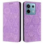 For Xiaomi Redmi Note 13 Pro 5G Ethnic Embossed Adsorption Leather Phone Case(Purple)