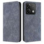 For Xiaomi Redmi Note 13 Ethnic Embossed Adsorption Leather Phone Case(Grey)