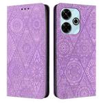 For Xiaomi Redmi 13 4G Ethnic Embossed Adsorption Leather Phone Case(Purple)