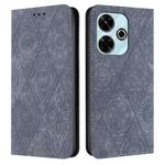 For Xiaomi Redmi 13 4G Ethnic Embossed Adsorption Leather Phone Case(Grey)