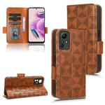 For Xiaomi Redmi Note 12S 4G Symmetrical Triangle Pattern Leather Phone Case(Brown)