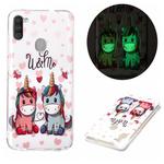 For Samsung Galaxy A11 Luminous TPU Soft Protective Case(Couple Unicorn)