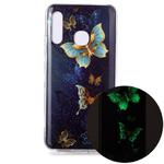For Samsung Galaxy A70e Luminous TPU Soft Protective Case(Double Butterflies)