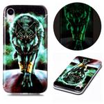 For iPhone XR Luminous TPU Soft Protective Case(Ferocious Wolf)