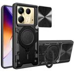 For Infinix Note 40 5G CD Texture Sliding Camshield Magnetic Holder Phone Case(Black)