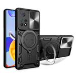 For Xiaomi Redmi Note 11 Pro CD Texture Sliding Camshield Magnetic Holder Phone Case(Black)