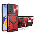 For Xiaomi Redmi Note 11 Pro CD Texture Sliding Camshield Magnetic Holder Phone Case(Red)