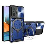 For Xiaomi Redmi Note 10 Pro 4G CD Texture Sliding Camshield Magnetic Holder Phone Case(Blue)