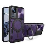 For Xiaomi 12T / 12T Pro CD Texture Sliding Camshield Magnetic Holder Phone Case(Purple)