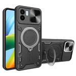 For Xiaomi Redmi A1 4G CD Texture Sliding Camshield Magnetic Holder Phone Case(Black)