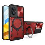 For Xiaomi Poco M5 5G CD Texture Sliding Camshield Magnetic Holder Phone Case(Red)