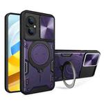 For Xiaomi Poco M5 5G CD Texture Sliding Camshield Magnetic Holder Phone Case(Purple)