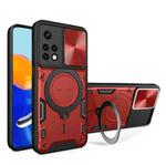 For Xiaomi Redmi Note 11 Global CD Texture Sliding Camshield Magnetic Holder Phone Case(Red)