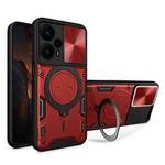 For Xiaomi Redmi Note 12 Turbo CD Texture Sliding Camshield Magnetic Holder Phone Case(Red)