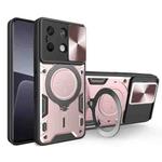 For Xiaomi Redmi Note 13 5G CD Texture Sliding Camshield Magnetic Holder Phone Case(Pink)