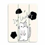For iPad Air / Air 2 / 9.7 2017 / 2018 3-Fold 360 Rotation Painted Leather Smart Tablet Case(Lucky Cat)