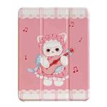 For iPad Air / Air 2 / 9.7 2017 / 2018 3-Fold 360 Rotation Painted Leather Smart Tablet Case(Guitar Cat)