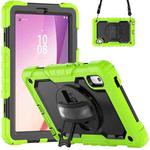 For Lenovo Tab M9 Silicone Hybrid PC Tablet Case with Shoulder Strap(Yellow Green)