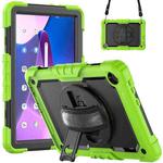 For Lenovo Tab M10 10.1 Gen 3rd Silicone Hybrid PC Tablet Case with Shoulder Strap(Yellow Green)