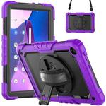 For Lenovo Tab M10 10.1 Gen 3rd Silicone Hybrid PC Tablet Case with Shoulder Strap(Purple)