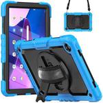 For Lenovo Tab M10 Plus 10.6 Gen 3rd Silicone Hybrid PC Tablet Case with Shoulder Strap(Light Blue)