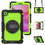 For Lenovo Tab K9 / Tab One Silicone Hybrid PC Tablet Case with Shoulder Strap(Yellow Green PC)
