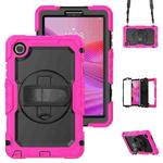 For Lenovo Tab K9 / Tab One Silicone Hybrid PC Tablet Case with Shoulder Strap(Rose Red)