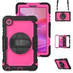For Lenovo Tab K9 / Tab One Silicone Hybrid PC Tablet Case with Shoulder Strap(Rose Red PC)