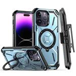 For iPhone 14 Pro Armor Series Holder Phone Case with Back Clip(Blue)