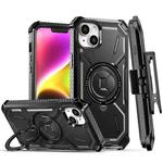 For iPhone 14 Plus Armor Series Holder Phone Case with Back Clip(Black)