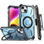 For iPhone 14 Plus Armor Series Holder Phone Case with Back Clip(Blue)