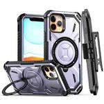 For iPhone 13 Armor Series Holder Phone Case with Back Clip(Purple)
