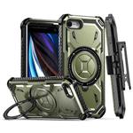 For iPhone SE 2022 / SE 2020 / 8 / 7 Armor Series Holder Phone Case with Back Clip(Army Green)