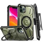 For iPhone 11 Pro Max Armor Series Holder Phone Case with Back Clip(Army Green)