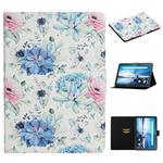 For Lenovo Tab M10  Flower Pattern Horizontal Flip Leather Case with Card Slots & Holder(Blue Flower On White)