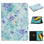 For Samsung Galaxy Tab S5e T720 Flower Pattern Horizontal Flip Leather Case with Card Slots & Holder(Purple Flower)