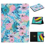 For Samsung Galaxy Tab S6  Flower Pattern Horizontal Flip Leather Case with Card Slots & Holder(Pink Flower)