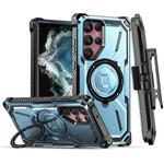 For Samsung Galaxy S22 Ultra 5G Armor Series Holder Phone Case with Back Clip(Blue)