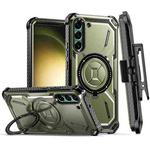 For Samsung Galaxy S22 5G Armor Series Holder Phone Case with Back Clip(Army Green)