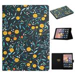 For Amazon Kindle Fire HD 8 (2020) Flower Pattern Horizontal Flip Leather Case with Card Slots & Holder(Yellow Fruit)
