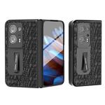 For OPPO Find N2 ABEEL Integrated Genuine Leather Sky Series Phone Case with Holder(Black)