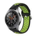 For Samsung Galaxy Watch 46mm / Gear S3 Universal Sports Two-tone Silicone Watch Band(Black Lime)