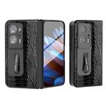 For OPPO Find N2 Integrated  Genuine Leather Weilai Series Phone Case with Holder(Black)