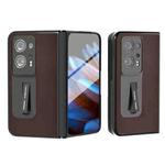 For OPPO Find N2 Integrated Genuine Leather Xiaoya Series Phone Case with Holder(Coffee)