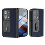 For OPPO Find N2 Integrated Genuine Leather Xiaoya Series Phone Case with Holder(Blue)