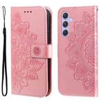 For Samsung Galaxy M54 5G 7-petal Flowers Embossing Leather Phone Case(Rose Gold)